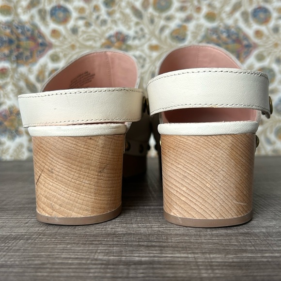 J. Crew Convertible Leather Studded Clogs Wood Slingback in Dusty Ivory 8.5 - Picture 5 of 17